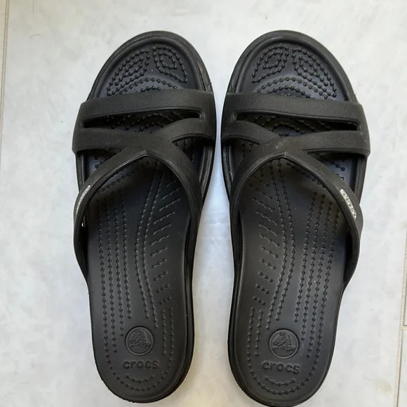 CROCS Women's Black Slide Sandals - Picture 1 of 3